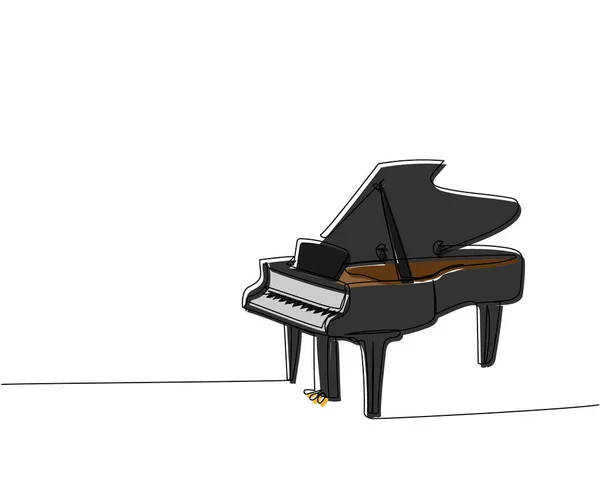 Piano Queue Une Ligne Couleur Art Dessin Trait Continu Classique — Image vectorielle