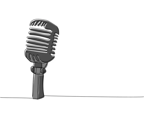 Retro Mikrofon Bir Çizgi Renk Sanatı Müzikal Mikrofon Yayıncılık Mikrofon — Stok Vektör