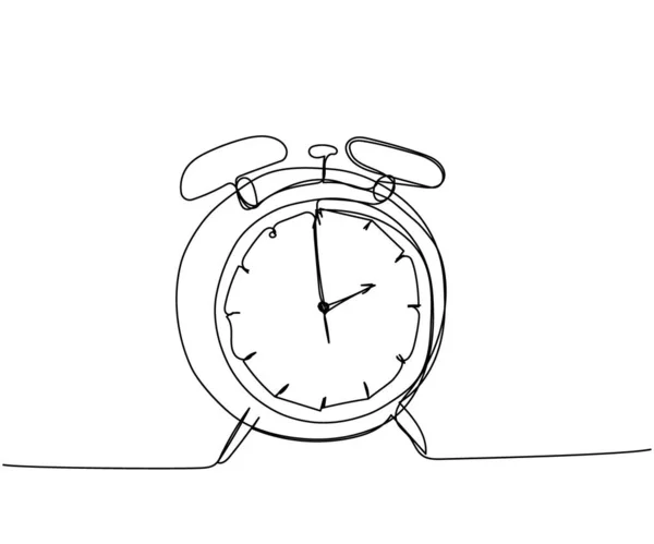 stock vector Alarm clock, clock, watch one line art. Continuous line drawing of clock, time, alarm, watch, timer, hour, morning, timepiece, deadline, vintage stopwatch measurement Hand drawn vector illustration