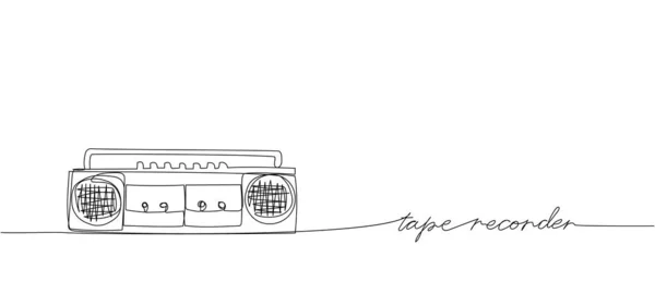 Plattenspieler Tonbandgerät Eine Zeile Kunst Durchgehende Linienzeichnung Von Band Retro — Stockvektor