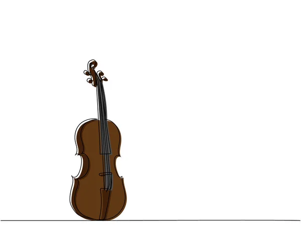 Violon Une Ligne Couleur Art Dessin Trait Continu Musique Mélodie — Image vectorielle