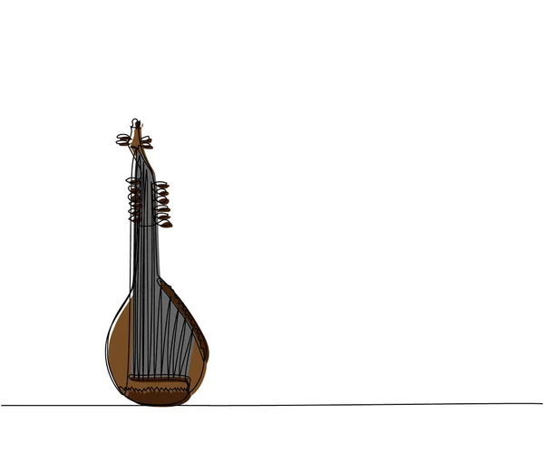Torban Une Ligne Couleur Art Dessin Trait Continu Musique Instrument — Image vectorielle
