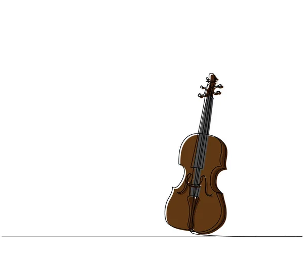 Violino Uma Linha Arte Cores Desenho Linha Contínua Música Melodia —  Vetores de Stock