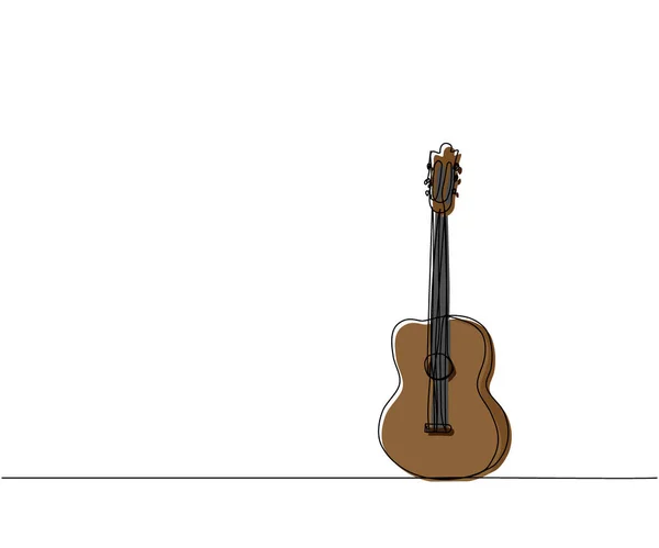 Guitar One Line Color Art Kontinuierliche Linienzeichnung Von Musical Ausrüstung — Stockvektor