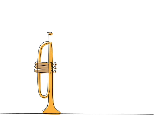 Труба Одной Линии Цвета Искусства Рисунок Непрерывной Линии Музыкального Классического — стоковый вектор