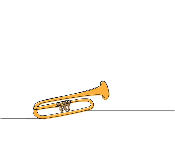 Trompeta Una Línea Arte Color Dibujo Continuo Línea Musical Clásica — Vector de stock