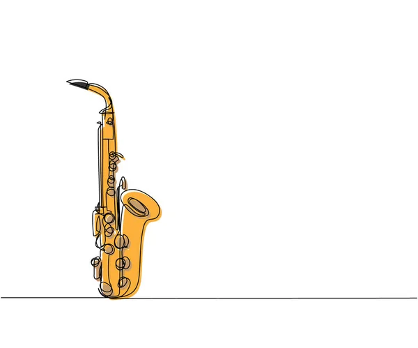Saxofón Arte Una Línea Color Dibujo Continuo Línea Musical Melodía — Archivo Imágenes Vectoriales