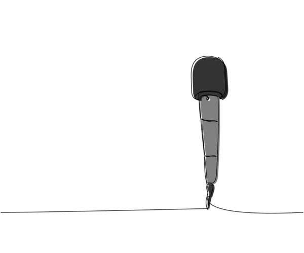 Microphone Pour Journaliste Une Ligne Couleur Art Dessin Linéaire Continu — Image vectorielle