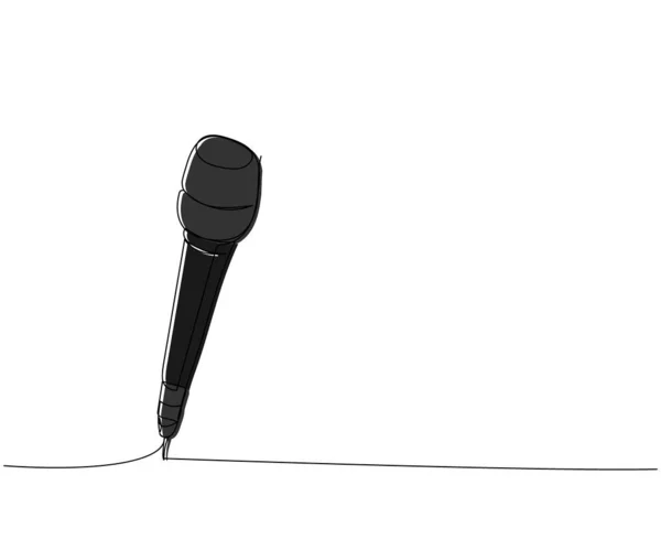 Microphone Une Ligne Couleur Art Dessin Continu Musique Micro Radiodiffusion — Image vectorielle