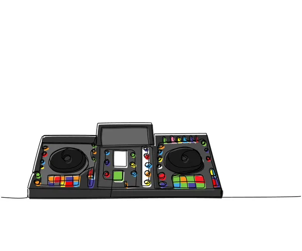 Console Keyboard One Line Color Art Непрерывный Рисование Линии Диска — стоковый вектор