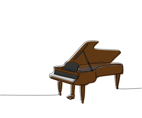 Nagy Zongora Egysoros Színes Művészet Folyamatos Vonalrajz Klasszikus Zenész Akusztikus — Stock Vector
