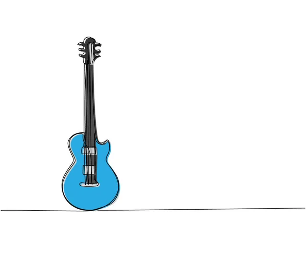 Bassgitarre Einzeilige Farbkunst Kontinuierliche Linienzeichnung Von Musical Ausrüstung Song Gitarre — Stockvektor