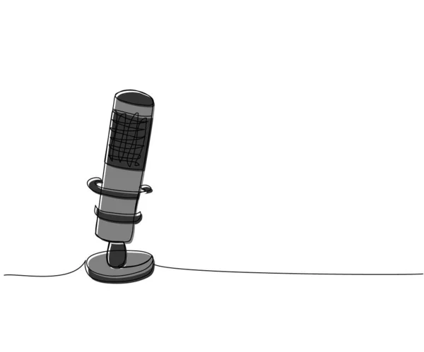 Radiomikrofon Eine Zeile Farbkunst Durchgehende Linienzeichnung Von Musik Mikrofon Rundfunk — Stockvektor