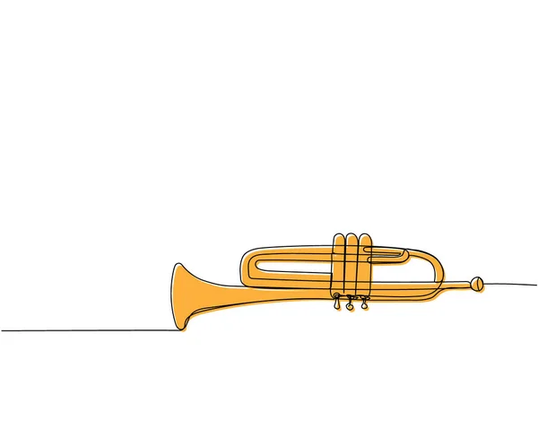 Trumpet Jeden Řádek Barevné Umění Kontinuální Kresba Hudby Klasiky Trumpety — Stockový vektor