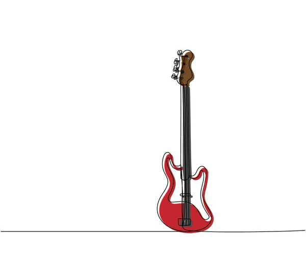 Elektrická Kytara Jednořádkové Barevné Umění Kontinuální Kresba Hudby Vybavení Písně — Stockový vektor