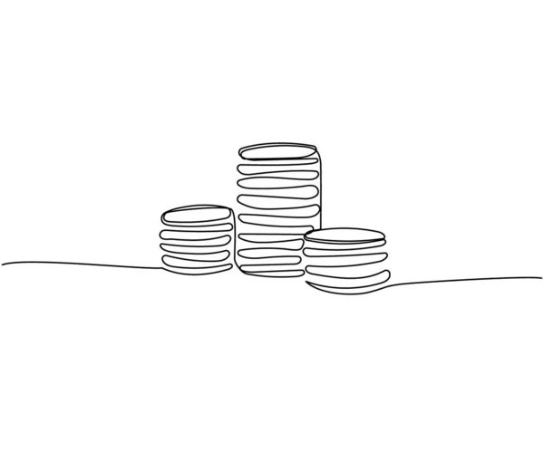 Tre Pile Monete Diverse Altezze Centesimi Copechi Penny Una Riga — Vettoriale Stock