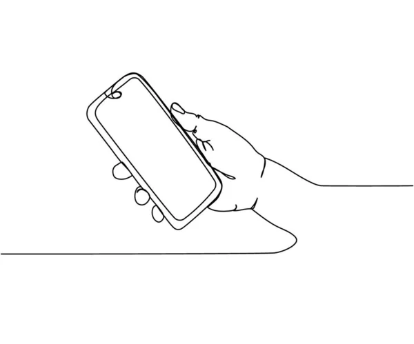Smartphone Der Hand Internet Banking Bank App Eine Zeile Kunst — Stockvektor