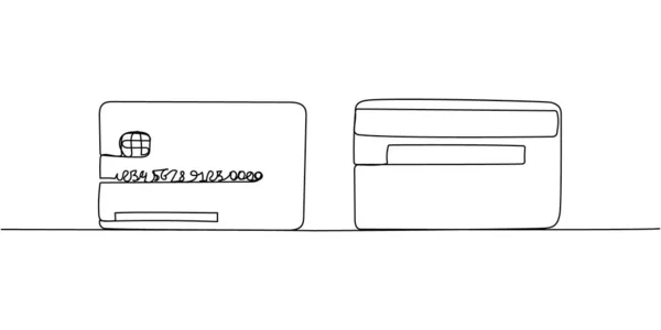 Karta Bankowa Chipem Przodu Tyłu Karta Kredytowa Jednoliniowa Sztuka Ciągłe — Wektor stockowy