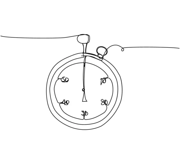 计时器 时钟一线艺术 准确性 报警间隔速度计数器的连续线绘图手绘矢量图 — 图库矢量图片