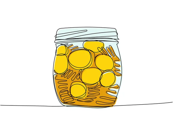 ガラス瓶のコイン お金の箱 ヒントの色 着色された1つのオンラインアート 支払い クレジットの連続線画手描きベクトルイラスト — ストックベクタ