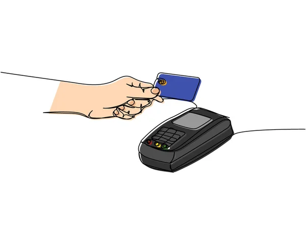 Kontaktlose Bankkarte Kreditkarte Zahlungsterminal Farbe Des Kreditkartenautomaten Farbige Einzeilenkarte Kontinuierliche — Stockvektor