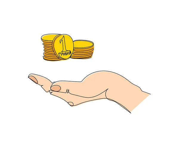 Στοίβες Από Κέρματα Στο Χέρι Εθνικού Νομίσματος Σεντ Καπίκια Δεκάρες — Διανυσματικό Αρχείο