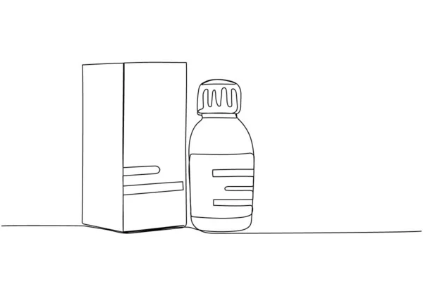 Botol Obat Dengan Paket Sirup Batuk Sirup Sembelit Jahitan Herbal - Stok Vektor