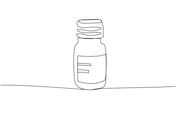 Medicine Bottle Oil Tincture Powder Tablets One Line Art Continuous — Stock Vector