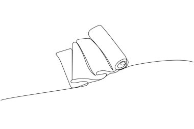 Pamuk sargı bezi, bandaj, burkulma, tıbbi malzemeler, teçhizat, tek sıra sanat. Sürekli ilaç çizimi, sağlık hizmeti, klinik, travmatoloji, el çizimi vektör çizimi