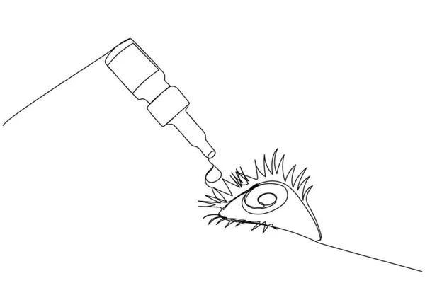 Eye Drops Drip Eye Drops Artificial Tear One Line Art — Stock Vector