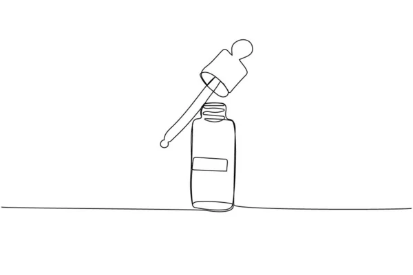 Menjatuhkan Dalam Botol Dengan Pipet Serum Produk Kosmetik Satu Baris - Stok Vektor