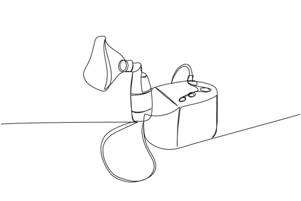 Compresseur Inhalateur Nébuliseur Fournitures Médicales Équipement Une Ligne Art Dessin — Image vectorielle