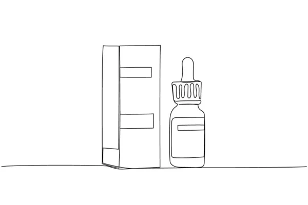Tetes Dalam Botol Dengan Pipet Obat Satu Baris Seni Garis - Stok Vektor