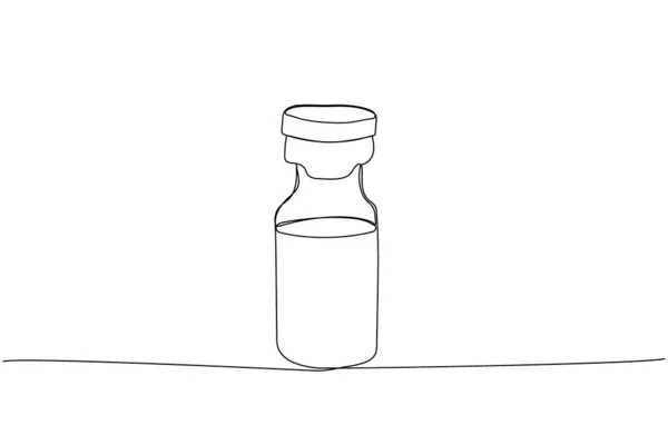 薬用アンプル ワクチン グルコース オイルワンラインアート 薬療法の手描きベクターのイラストの連続的なラインデッサン — ストックベクタ