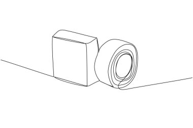 Tıbbî bant, kumaş bant, ilk yardım çantası, cerrahi bez bant, bir satır sanat malzemesi. Klinik, tek kullanımlık, araç, sağlıklı, travma eli çizilmiş vektör ilüstrasyonunun kesintisiz çizimi