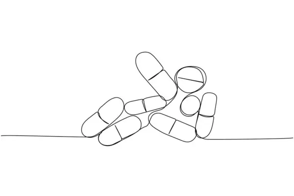 Pigułka Tabletka Lek Apteka Kapsułka Antybiotyk Aspiryna Ziołowy Medycyna Jeden — Wektor stockowy