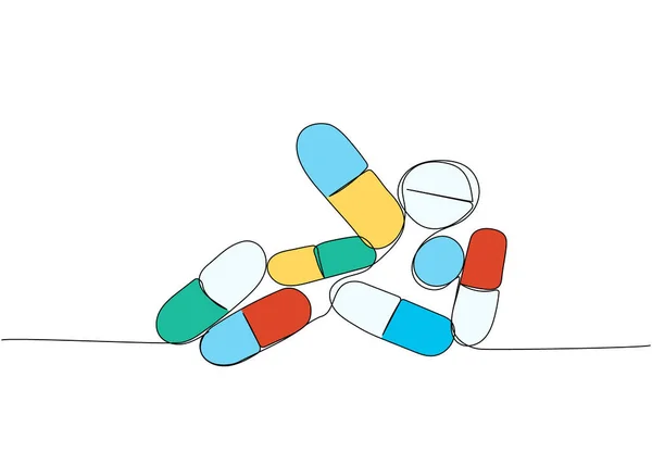 Píldora Tableta Droga Farmacia Cápsula Antibiótico Aspirina Hierbas Medicina Una — Archivo Imágenes Vectoriales