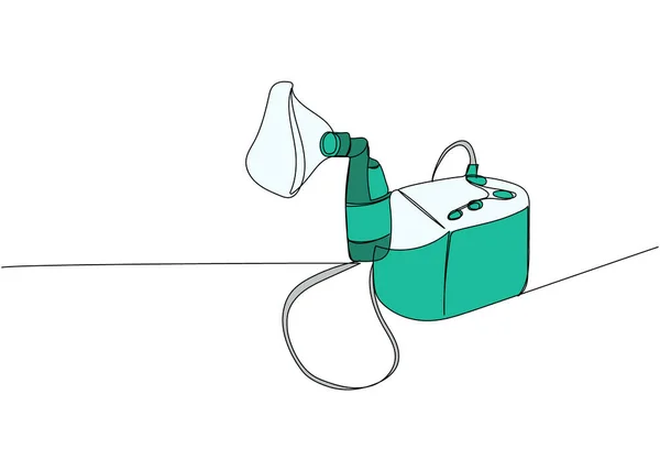 Inhalator Sprężarki Nebulizator Materiały Medyczne Sprzęt Jednej Linii Sztuki Kolorystycznej — Wektor stockowy