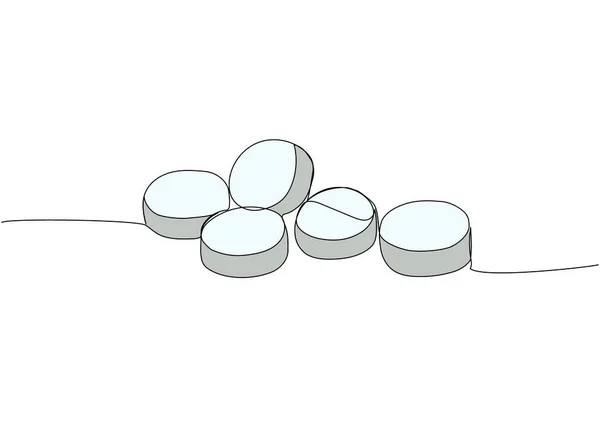 Таблетки Таблетки Аптека Капсула Антибиотики Аспирин Травяные Медицина Одной Линии — стоковый вектор