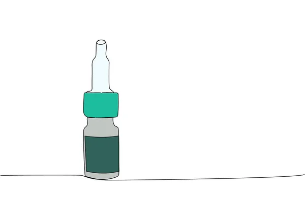 Gocce Confezione Medicina Una Linea Colore Art Disegno Continuo Farmacia — Vettoriale Stock
