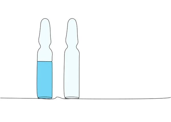 Ampoules Médicinales Vaccin Sérum Glucose Huile Une Ligne Couleur Art — Image vectorielle
