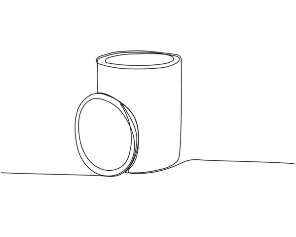 ペンキ 接着剤 建築材料1ラインアートの缶 修理の連続的なラインデッサン 専門家 サポート 維持手描きのベクター図 — ストックベクタ