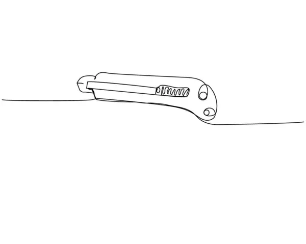 Couteau Utilitaire Lame Tranchant Couteau Papeterie Une Ligne Art Dessin — Image vectorielle