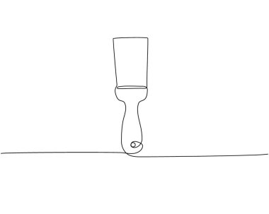 Bir çizgi sanat için küçük bir spatula. Sürekli onarım, profesyonellik, el, insanlar, konsept, destek, bakım. El çizimi vektör illüstrasyonu