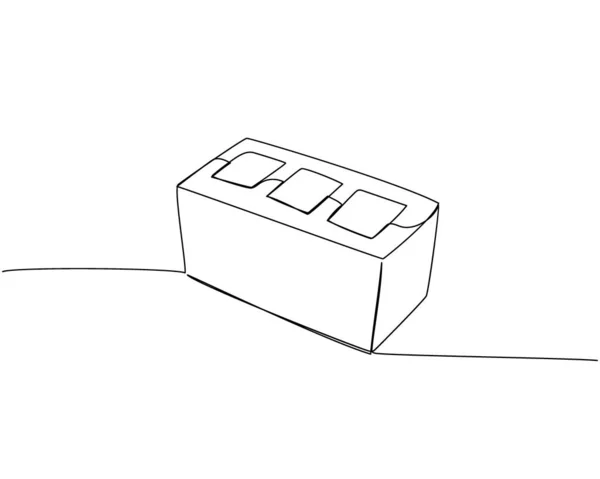 Betonblock Schlackenblock Cmu Ziegel Baumaterialien Eine Zeile Kunst Kontinuierliche Linienzeichnung — Stockvektor
