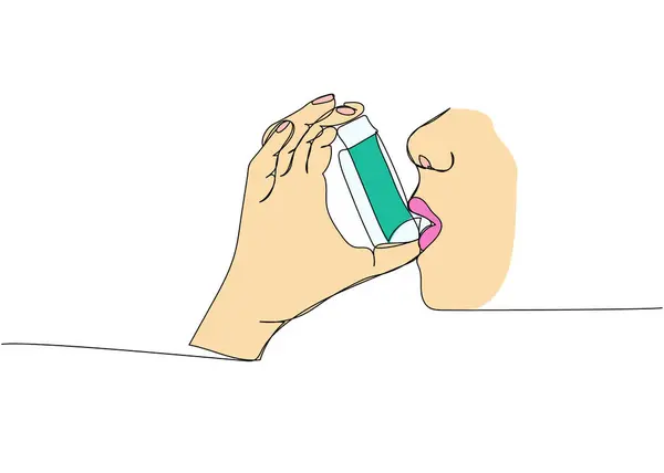 Utilisation Inhalateurs Pour Traiter Asthme Salbutamol Asthmatique Inhalateur Asthme Fournitures — Image vectorielle