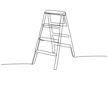 Merdiven, merdiven, inşaat merdiveni bir çizgi sanat. Tamir, profesyonellik, el, insanlar, konsept, destek, bakım el çizilmiş vektör çizimi aralıksız çizimi