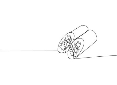 Suşi rulo, Ehomaki, Suşi Summer Rolls tek sıra sanat. Suşi, Japonca, yemek, rulo, kültür, lezzet, restoran, Japonya, Asya, deniz menüsü çizimleri.