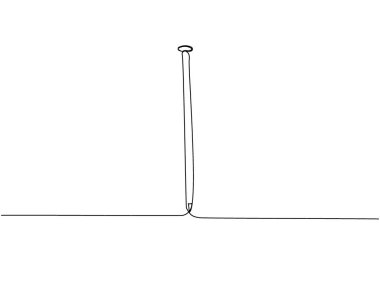 Çivi, çivi, çivi, çivi, çivi, çivi, tek çizgi sanat. Tamir, profesyonellik, el, insanlar, konsept bakım desteği el çizimi vektör çizimi aralıksız çizimi