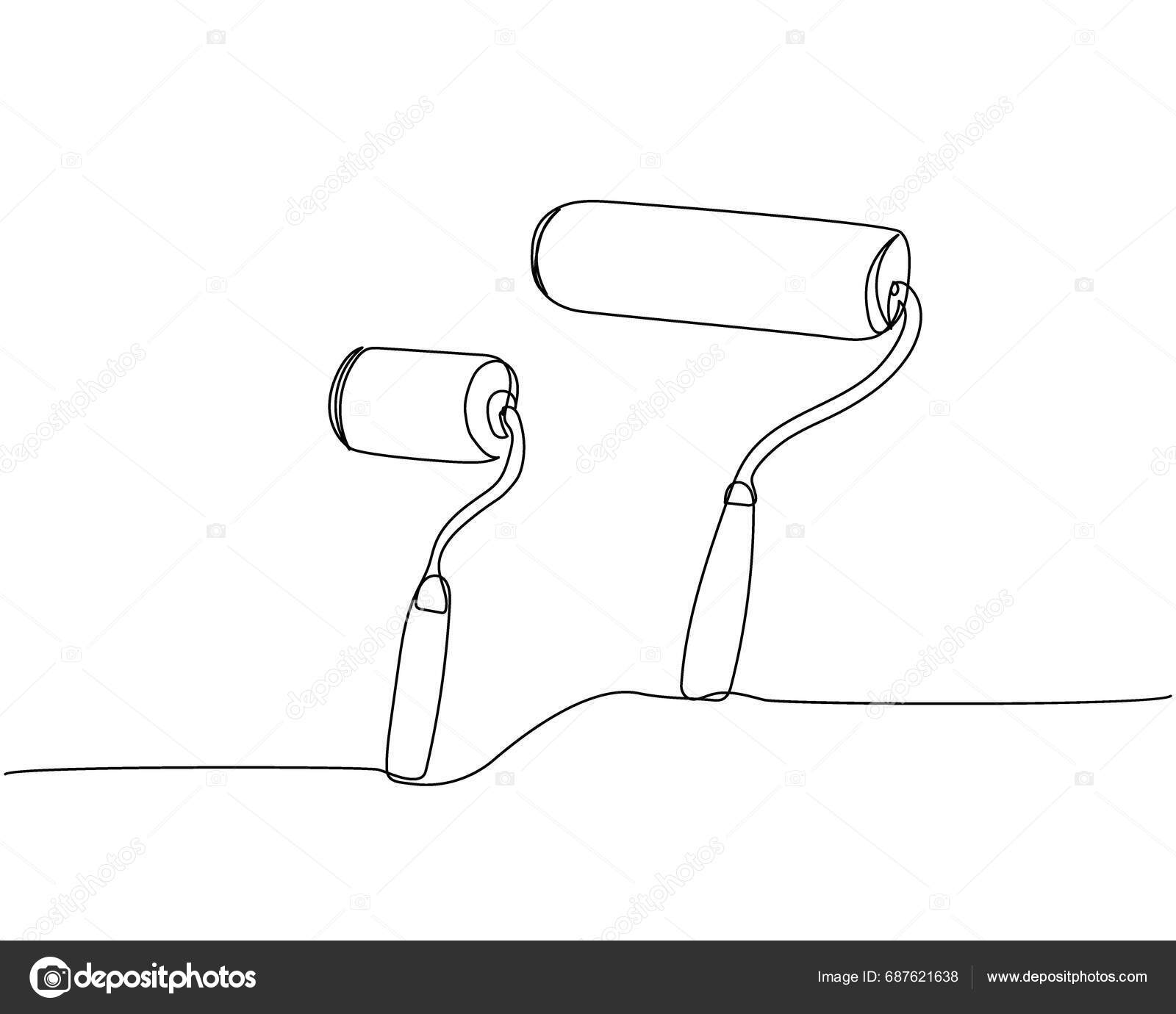 Paint Rollers Different Sizes One Line Art Continuous Line Drawing